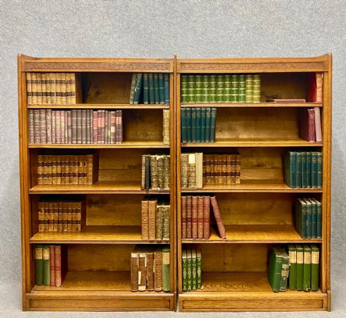 Pair Arts and Crafts Open Oak Bookcases
