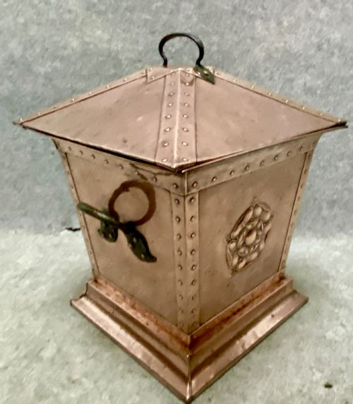 Arts and Crafts Copper Log Bin