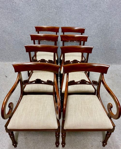 Very Good Set of 8 (6+2) William IV Mahogany Dining Chairs.
