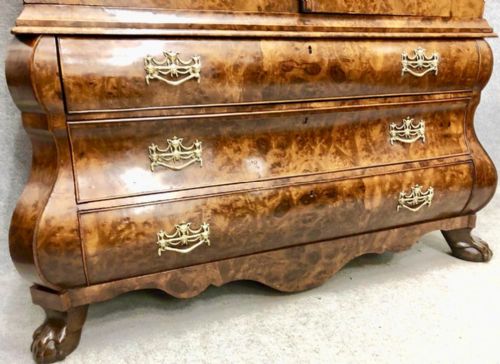GOOD BURR WALNUT DUTCH LINEN PRESS CUPBOARD - ADDITIONAL PHOTO 5