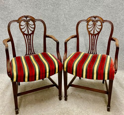 Pair of Mahogany Georgian Style Elbow or Desk Chairs