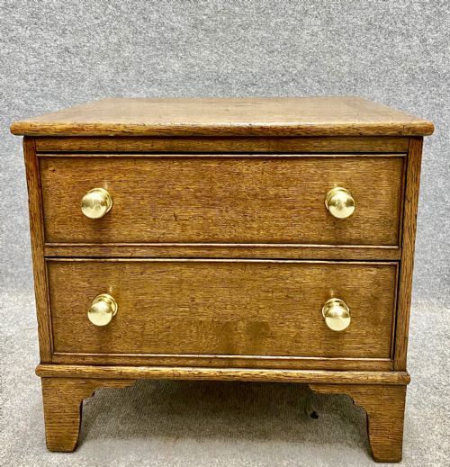 A Useful  Diminutive 2 Drawer Oak Chest