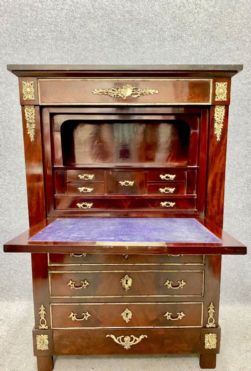 Antique French Mahogany Secretaire  Abattant