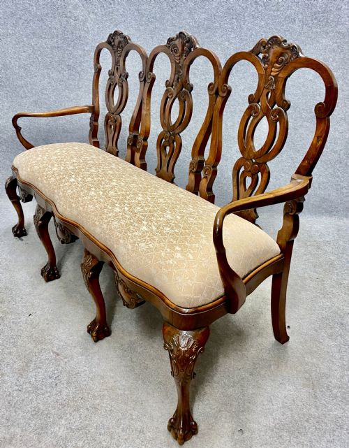 Good Antique Dutch Walnut Chair Back Settee