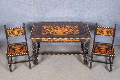 Fine Flemish Centre Table and 2 Side Chairs