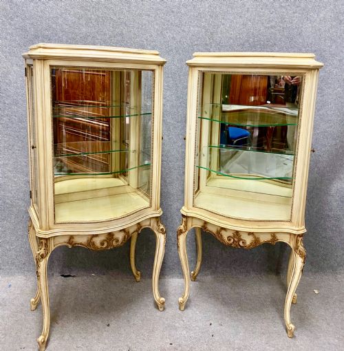 Pair Painted French Style Display Cabinets
