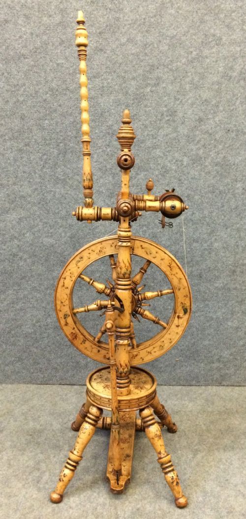 Folk Art Spinning Wheel