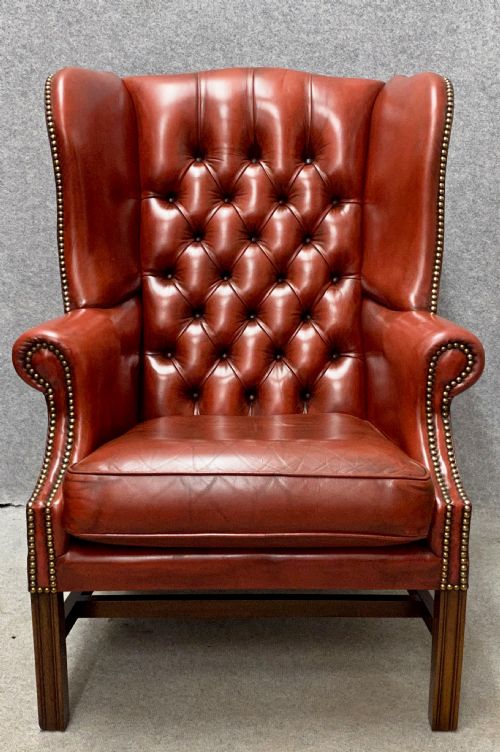 Georgian Style Leather Winged Armchair