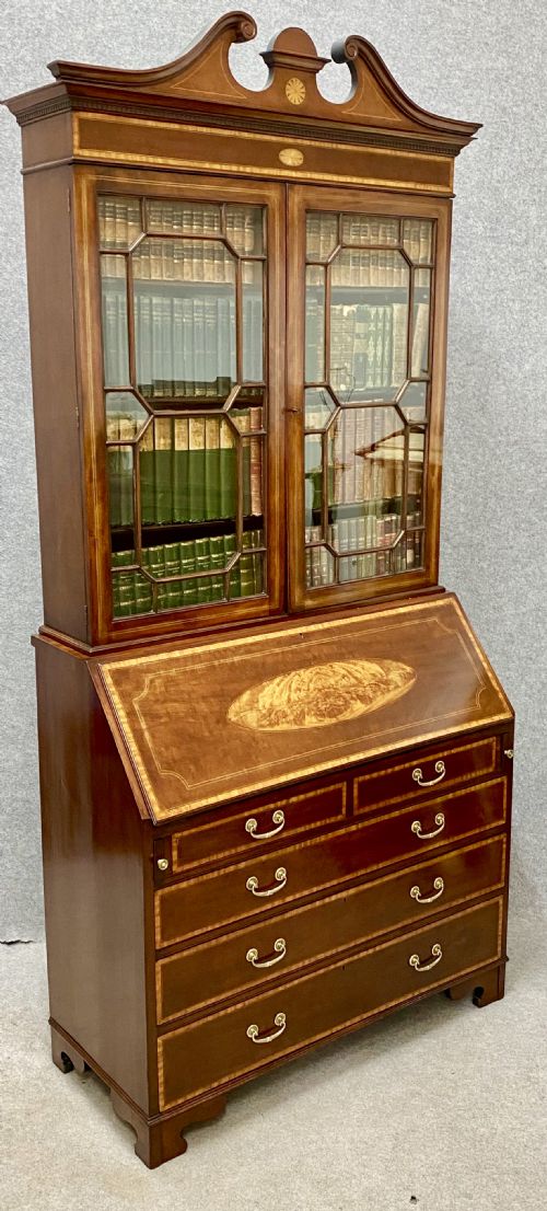 Edwardian Sheraton Revival Bureau Bookcase