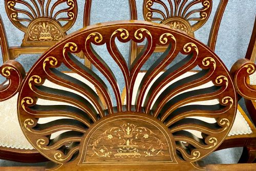 SUPERB MAHOGANY INLAID PARLOUR SUITE - ADDITIONAL PHOTO 5