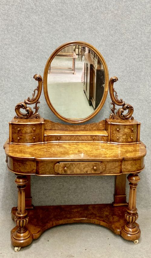 An Attractive Victorian Burr Walnut Dressin Table