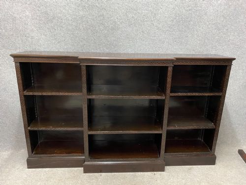 Edwardian Mahogany Breakfront Open Bookcase