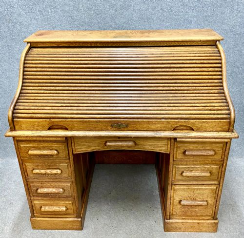 Golden Oak Roll Top Desk
