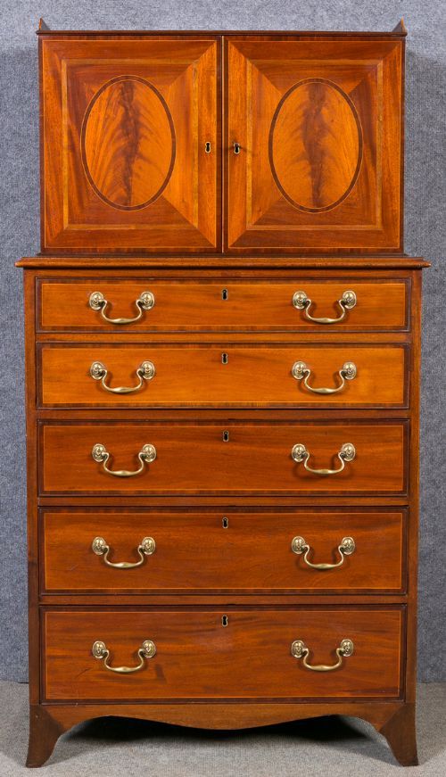 George III Mahogany Secretaire Chest Cabinet