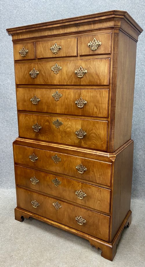 18th.century Walnut Tall Boy Chest on Chest