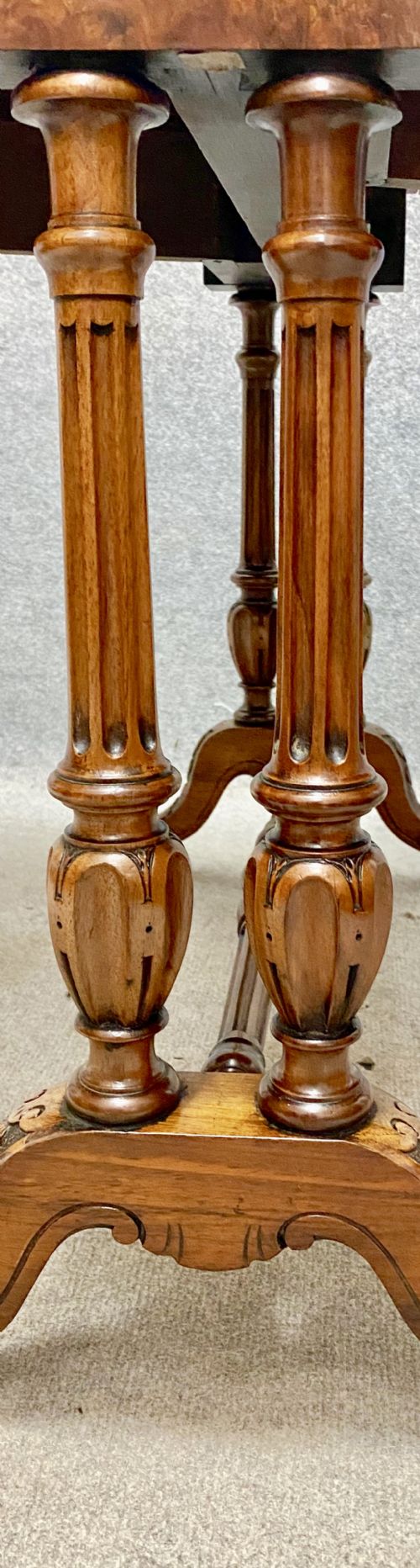 VICTORIAN BURR WALNUT 34 SIZE SUTHERLAND TABLE - ADDITIONAL PHOTO 4