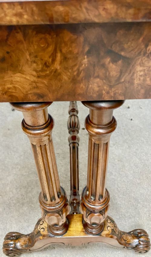 VICTORIAN BURR WALNUT 34 SIZE SUTHERLAND TABLE - ADDITIONAL PHOTO 5