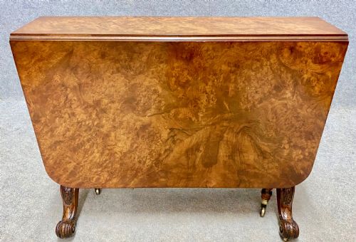 VICTORIAN BURR WALNUT 34 SIZE SUTHERLAND TABLE - ADDITIONAL PHOTO 8