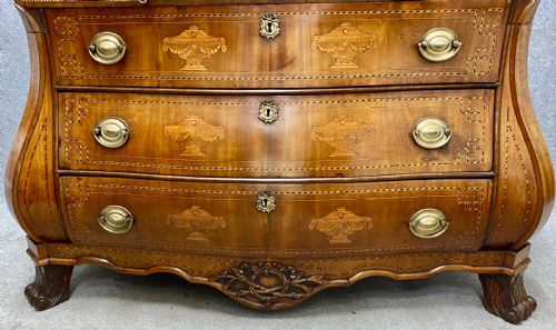SUBSTANTIAL ANTIQUE DUTCH MARQUETRY INLAID BUREAU - ADDITIONAL PHOTO 8
