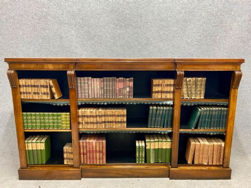 Good Victorian Walnut Breakfront Open Bookcase