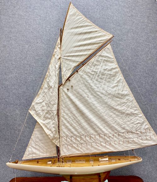 Large Wood & Canvas Pond Yacht