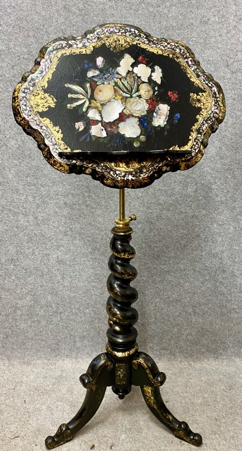 Antique Papier Mache & Lacquer Music / Reading Stand