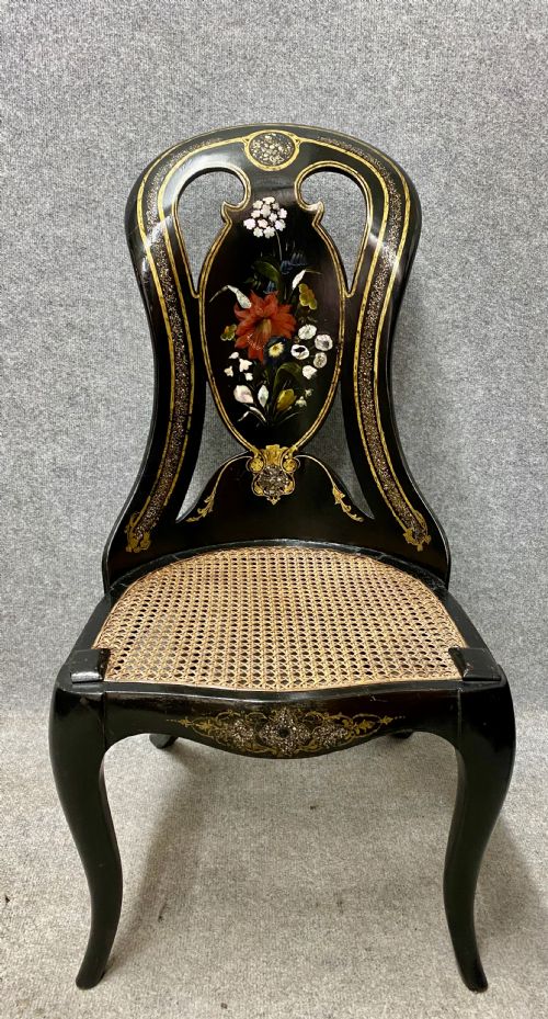 Unusual Bettridge & Co. Papier Mache Spoon Back Chair.