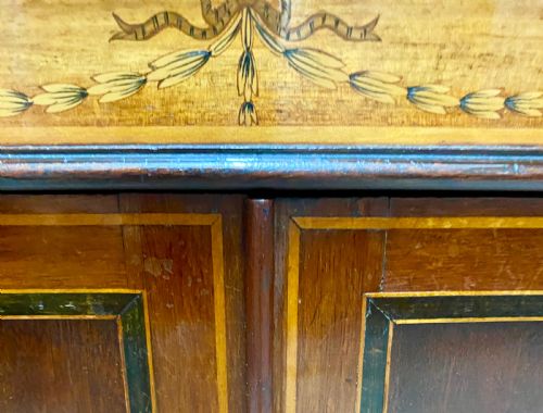 SHERATON REVIVAL MAHOGANY SATINWOOD INLAID CORNER CABINET - ADDITIONAL PHOTO 6