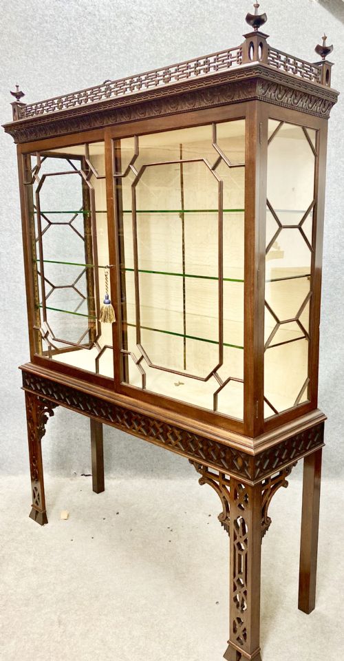 Fine Chinese Chippendale Style Mahogany Display Cabinet
