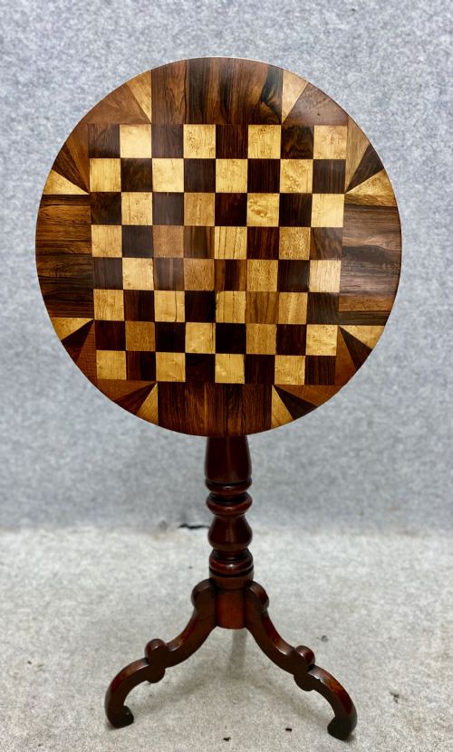 Specimen Wood Inlaid Chess Occasional Table