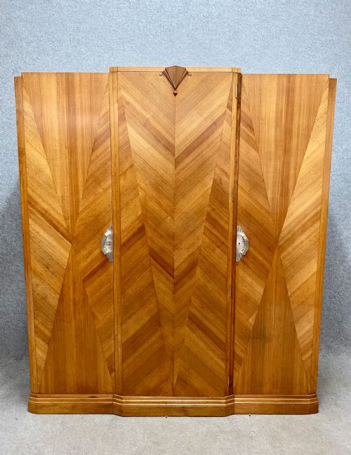 Stunning Art Deco Breakfront Walnut Wardrobe