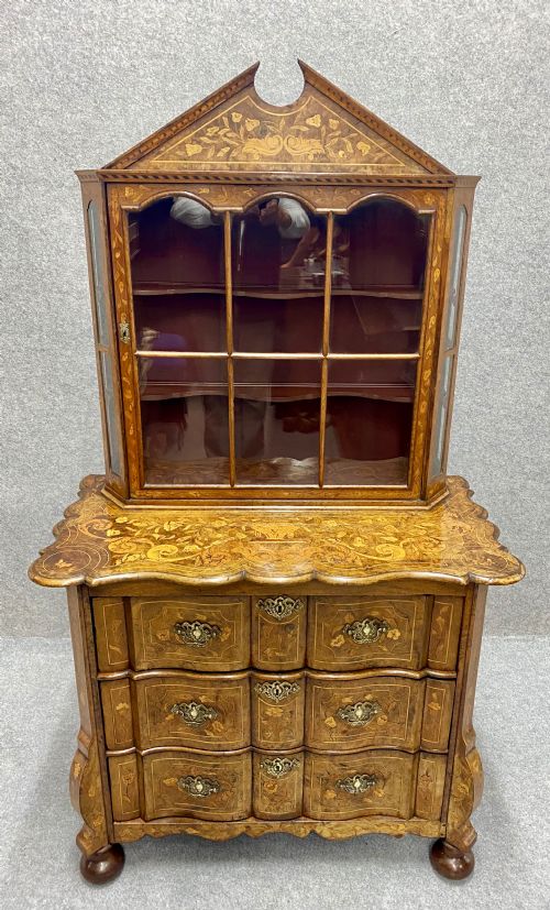 Antique Dutch Marquetry Cabinet on Chest
