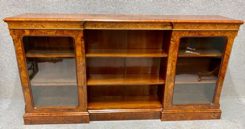 Superb Burr Walnut Open & Enclosed Bookcase