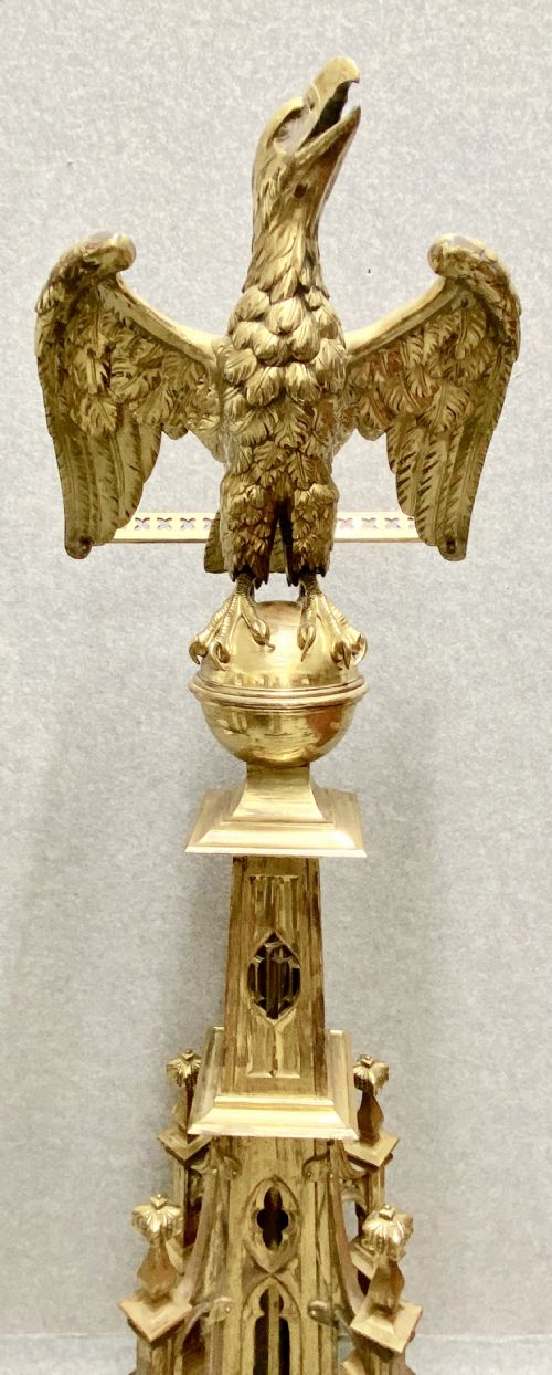 Superb Antique Brass Gothic Eagle Lectern