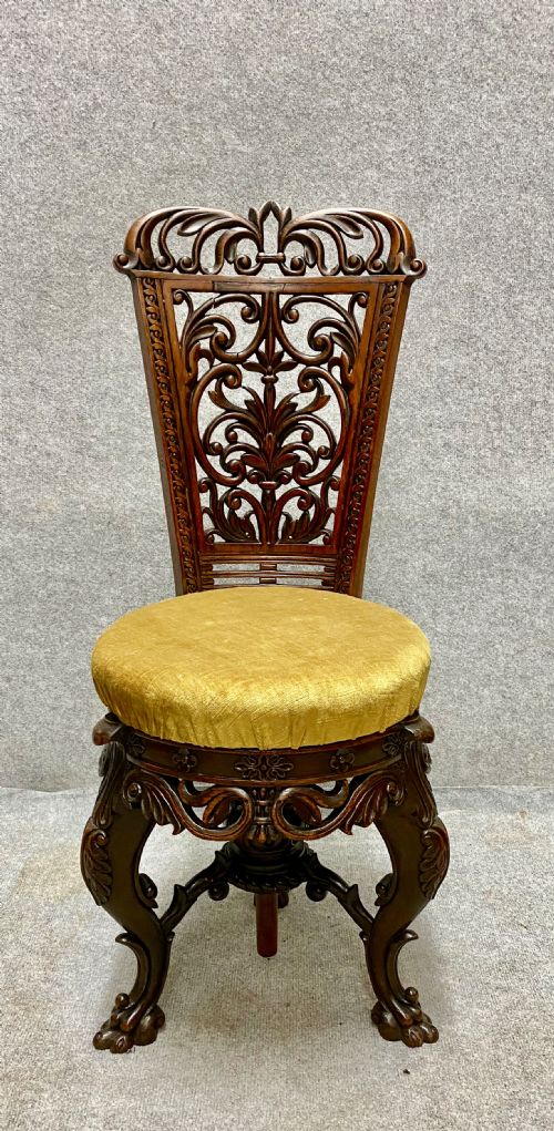 Unusual Anglo Indian Adjustable Music Chair