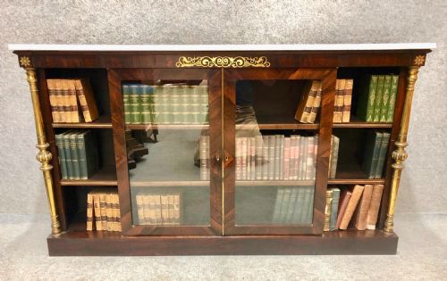 Regency Brass Inlaid Rosewood Dwarf Bookcase