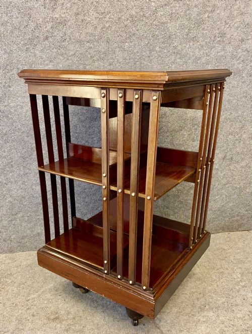Good Quality Mahogany Metal Based Revolving Bookcase