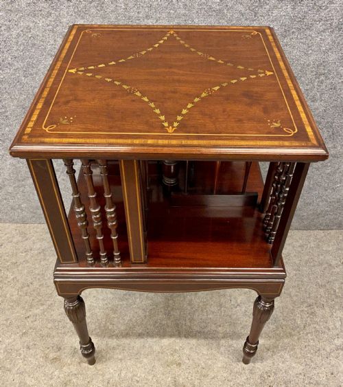Good Quality Edwardian Inlaid Revolving Bookcase