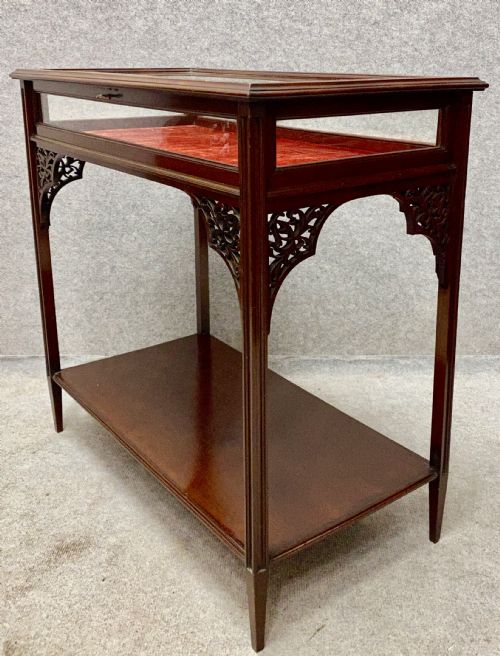 ANTIQUE MAHOGANY BIJOUTERIE CABINET - ADDITIONAL PHOTO 2