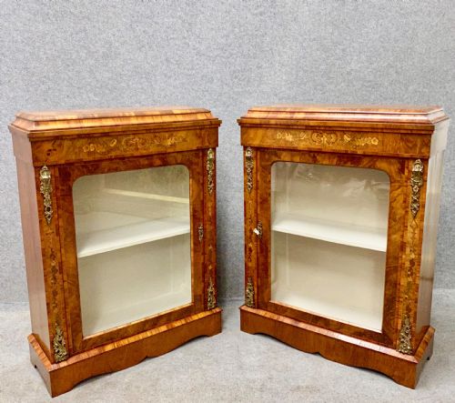 Pair of Victorian Marquetry Inlaid Side Cabinets