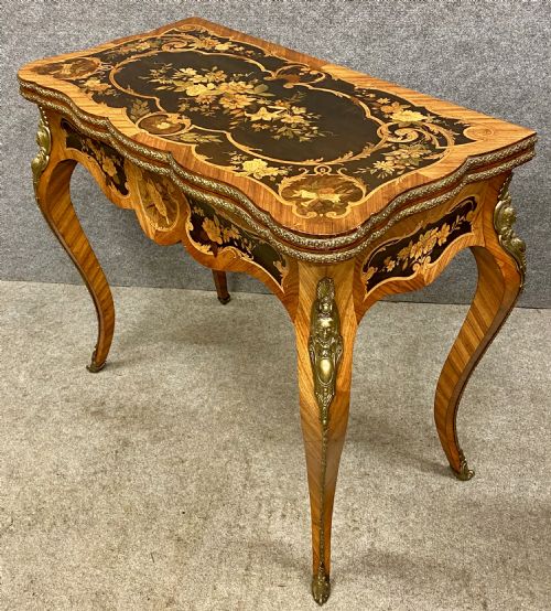 FINE FRENCH KINGWOOD MARQUETRY CARD TABLE - ADDITIONAL PHOTO 6