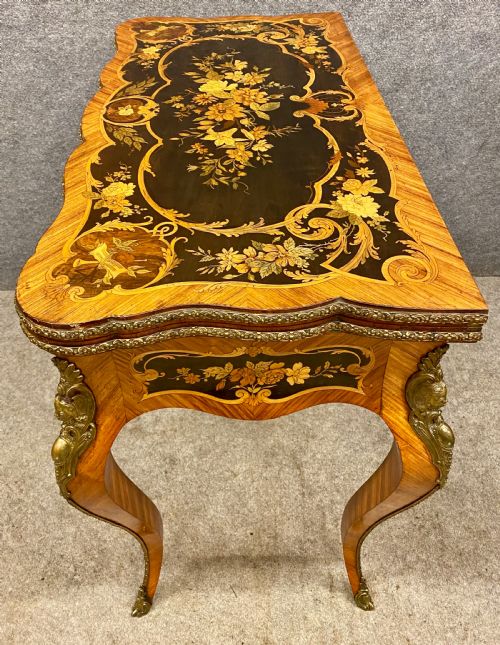 FINE FRENCH KINGWOOD MARQUETRY CARD TABLE - ADDITIONAL PHOTO 8