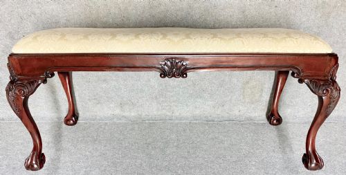 Large Chippendale Style Mahogany Stool / Window Seat