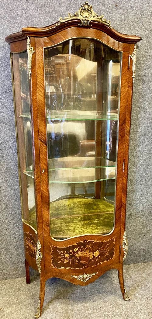 Marquetry Inlaid French Display Cabinet Vitrine