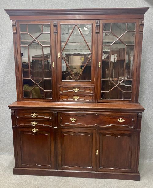 Unusual Antique Mahogany Secretaire Bookcase