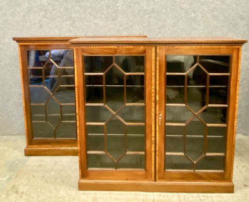 Antique Pair of Edwardian Inlaid Bookcases