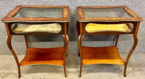 Pair of Edwardian Inlaid Bijouterie Cabinets