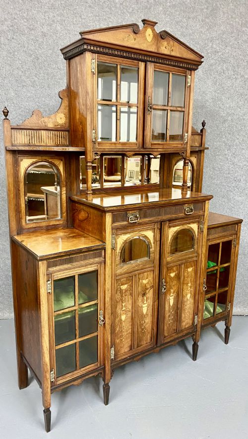 GOOD INLAID ROSEWOOD SIDE CABINET - ADDITIONAL PHOTO 5
