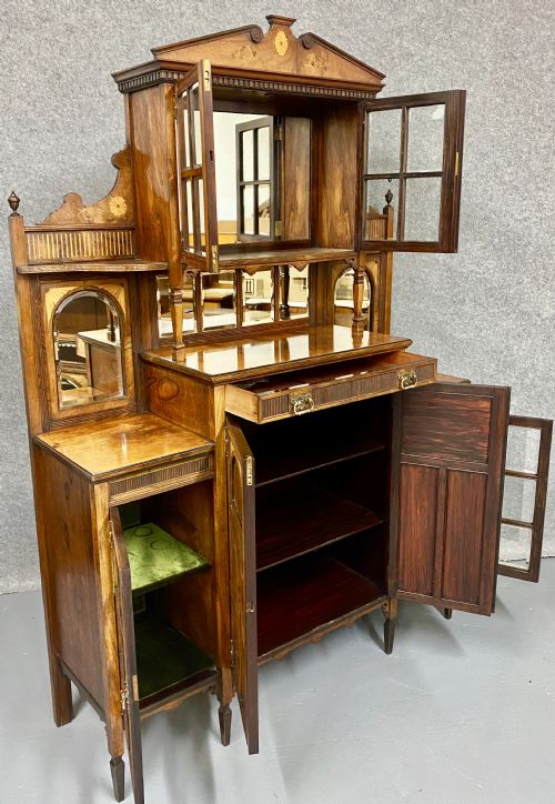 GOOD INLAID ROSEWOOD SIDE CABINET - ADDITIONAL PHOTO 6