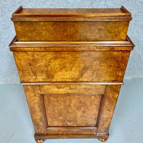 VICTORIAN BURR WALNUT POP UP DAVENPORT - ADDITIONAL PHOTO 9